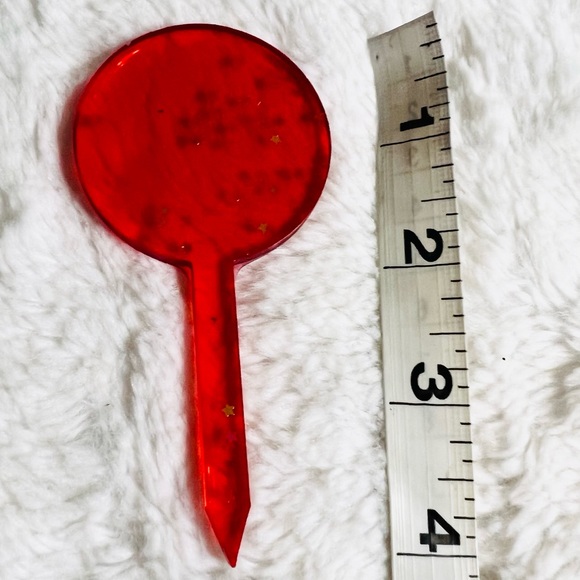 Set of 3 Red Glitter Plant Markers Hand Crafted Resin Gift Set Cake Toppers - Picture 6 of 7